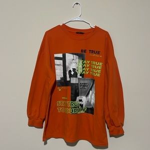 Orange Graphic Sweatshirt